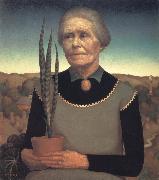 Grant Wood, Woman with Plant